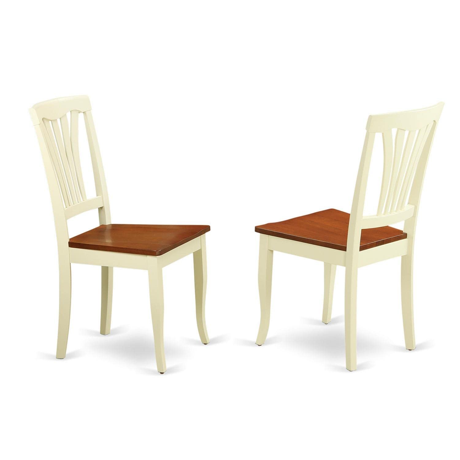 East West Furniture ANAV5-WHI-W 5-Piece Round Dining Table Set with Pedestal Base & 4 Upholstered Chairs, 36x36 Inch, Buttermilk & Cherry Finish - Perfect for Small Kitchen, Breakfast Nook, or Apartment Dining Area
