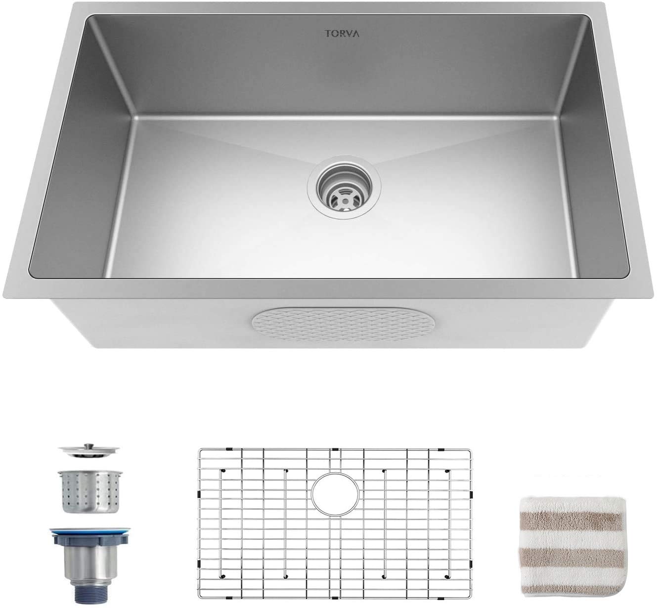 TORVA 32-Inch Undermount Kitchen Sink - Premium 304 Stainless Steel Bar Sink with 10-Inch Deep Single Bowl | Perfect for Restaurants, Bars & Home Kitchens