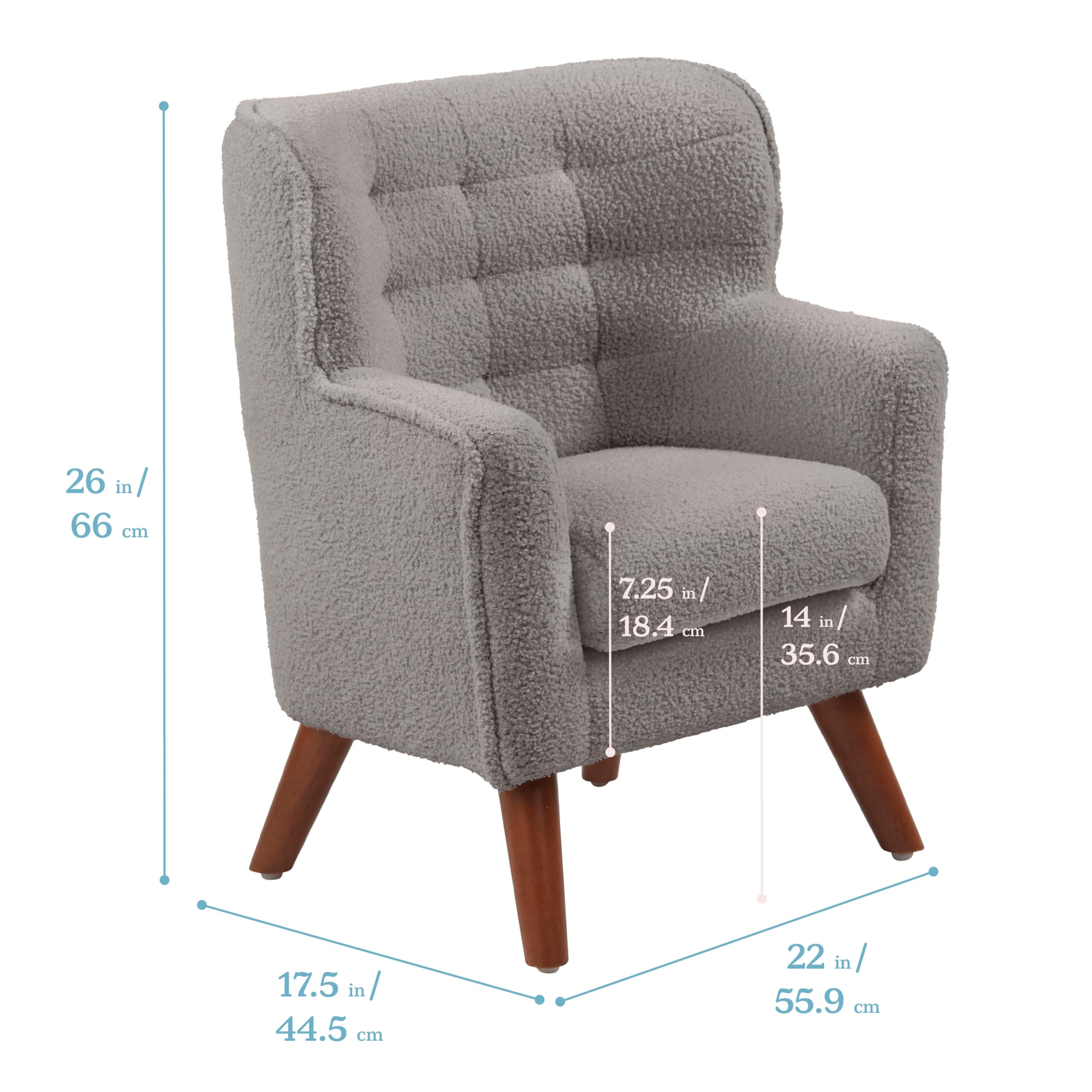 ECR4Kids Mila Arm Chair for Kids - Soft Grey Children's Chair with Sturdy Frame - Perfect for Classrooms, Playrooms & Bedrooms