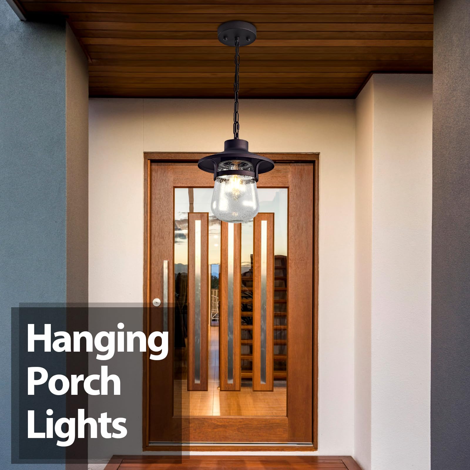 Modern Waterproof Outdoor Pendant Lights - Coffee Brown Rust-Resistant Exterior Hanging Lighting Fixture for Porch, Yard, Gazebo, Patio & Garden - Perfect for Evening Entertaining and Landscape Illumination