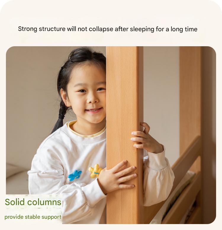 Solid Wood Bunk Bed - Beech & Birch Twin/Full Size - Space-Saving Kids & Guest Room Furniture for Small Bedrooms & Vacation Homes