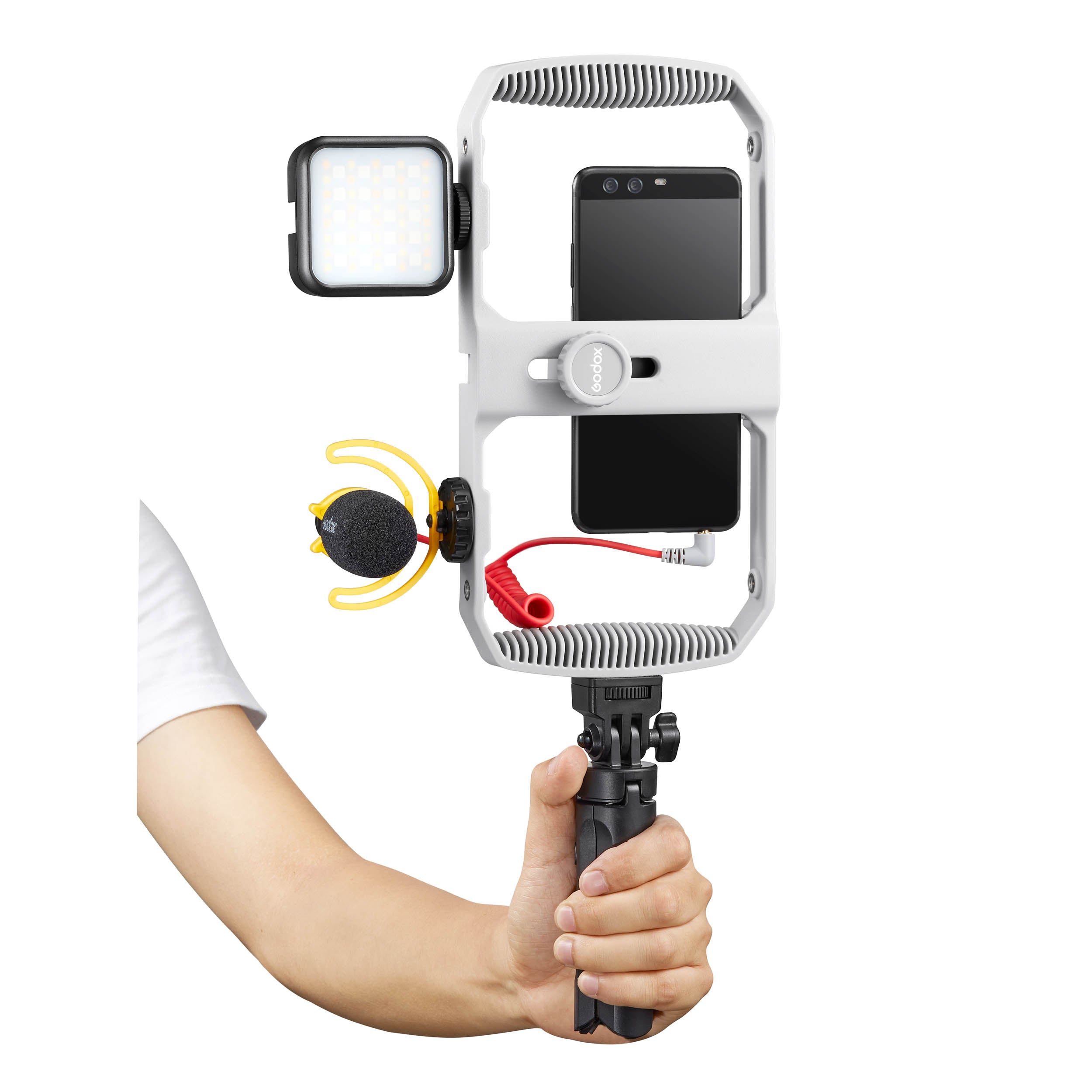 VK1 UC Vlogging Camera Kit for Smartphones - 4K HD Video Recording with Stabilizer, LED Light & Microphone - Perfect for YouTube, TikTok & Travel Vlogging