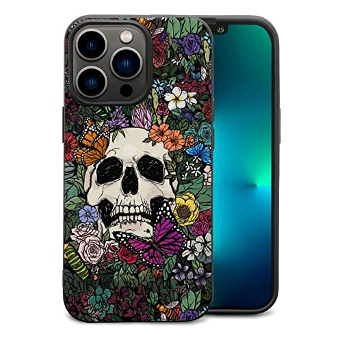 Skull with Butterflies Flowers