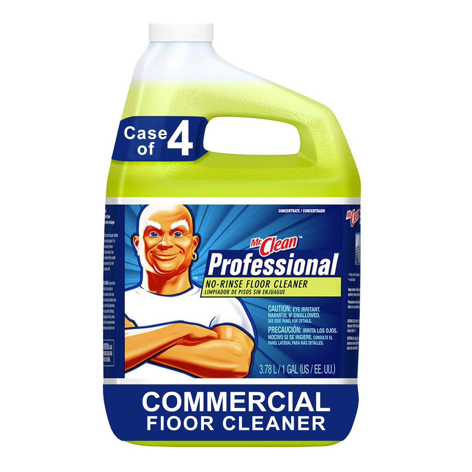 Mr. Clean Professional No-Rinse Floor Cleaner Refill - 1 Gallon (4-Pack) | Bulk Commercial-Grade Ready-to-Use Solution for Hardwood, Tile & Vinyl Floors | Ideal for Offices, Schools & Retail Spaces