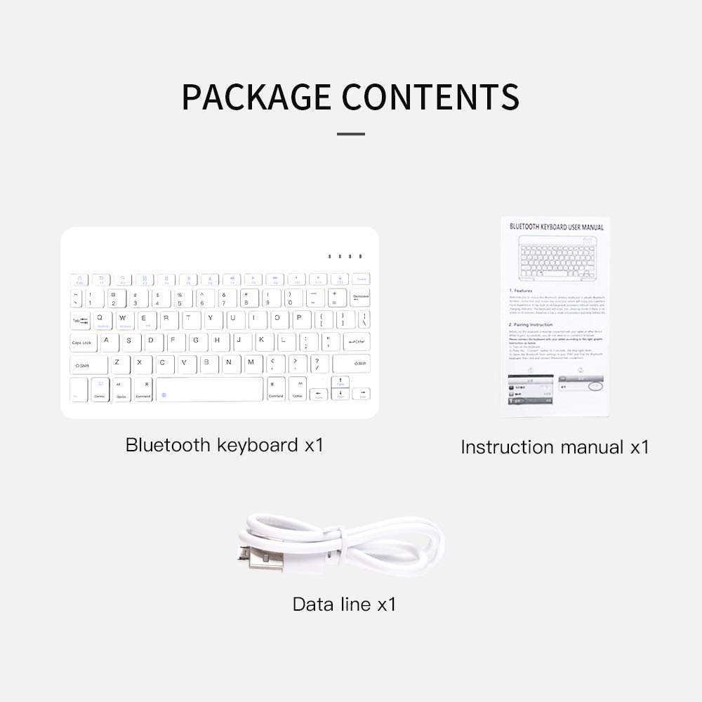Ultra-Slim Wireless Bluetooth Keyboard for iPad 10.2/Pro/Air & Samsung Galaxy Tab A8/A7 Lite/S6 Lite/S8/S7 - Rechargeable Universal Keyboard Compatible with iOS Android Windows Devices (White) | Perfect for Office Work, Online Classes & Travel Use