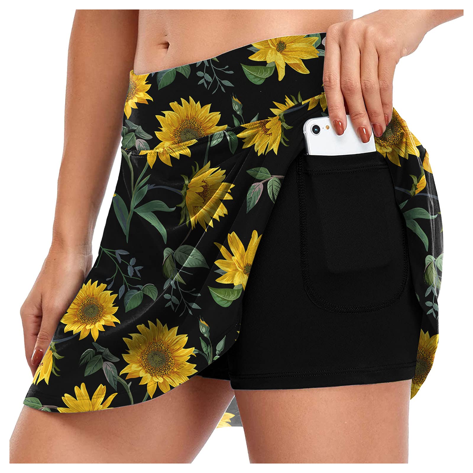 HCJYAL Women's High Waisted Yoga Pants with Pockets - Loose Lounge Sweatpants for Women, Athletic Sports Skorts with Elastic Waistband - Perfect for Yoga, Gym, Running, Golf & Casual Wear