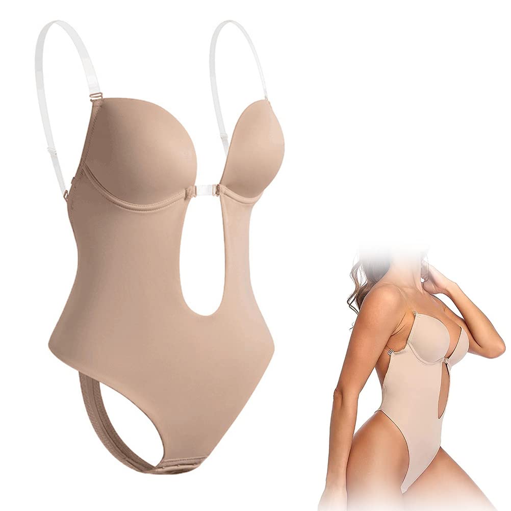 Sexy Women's Plunge Backless Body Shaper Bra - Seamless Thong Full Bodysuit for Shapewear & Lingerie - Perfect for Evening Wear, Club Outfits & Special Occasions
