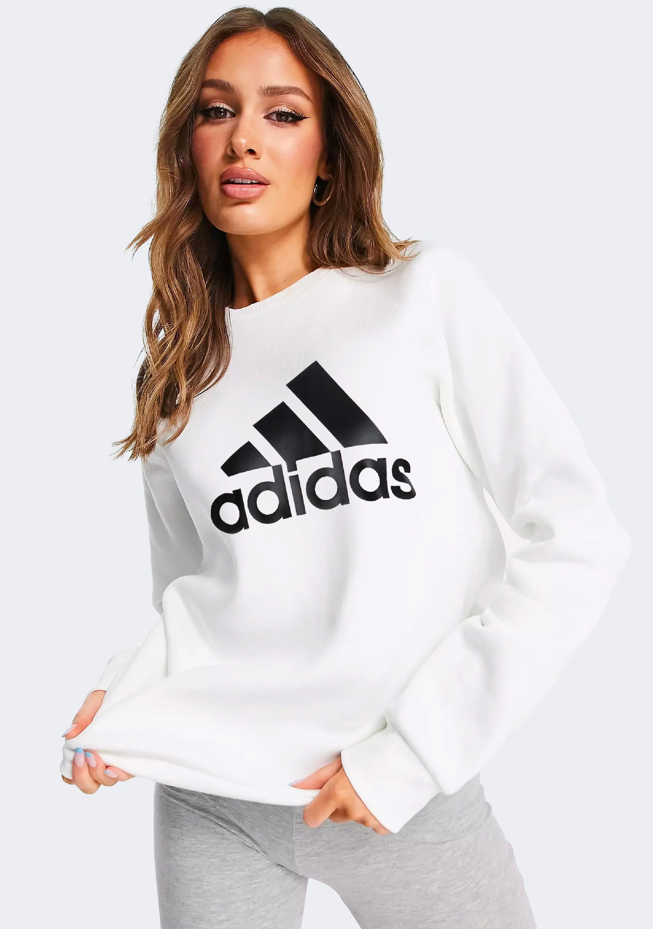 Adidas Women's Essential Logo Loose Fit Sweatshirt - Casual Pullover Hoodie for Gym, Running & Everyday Wear