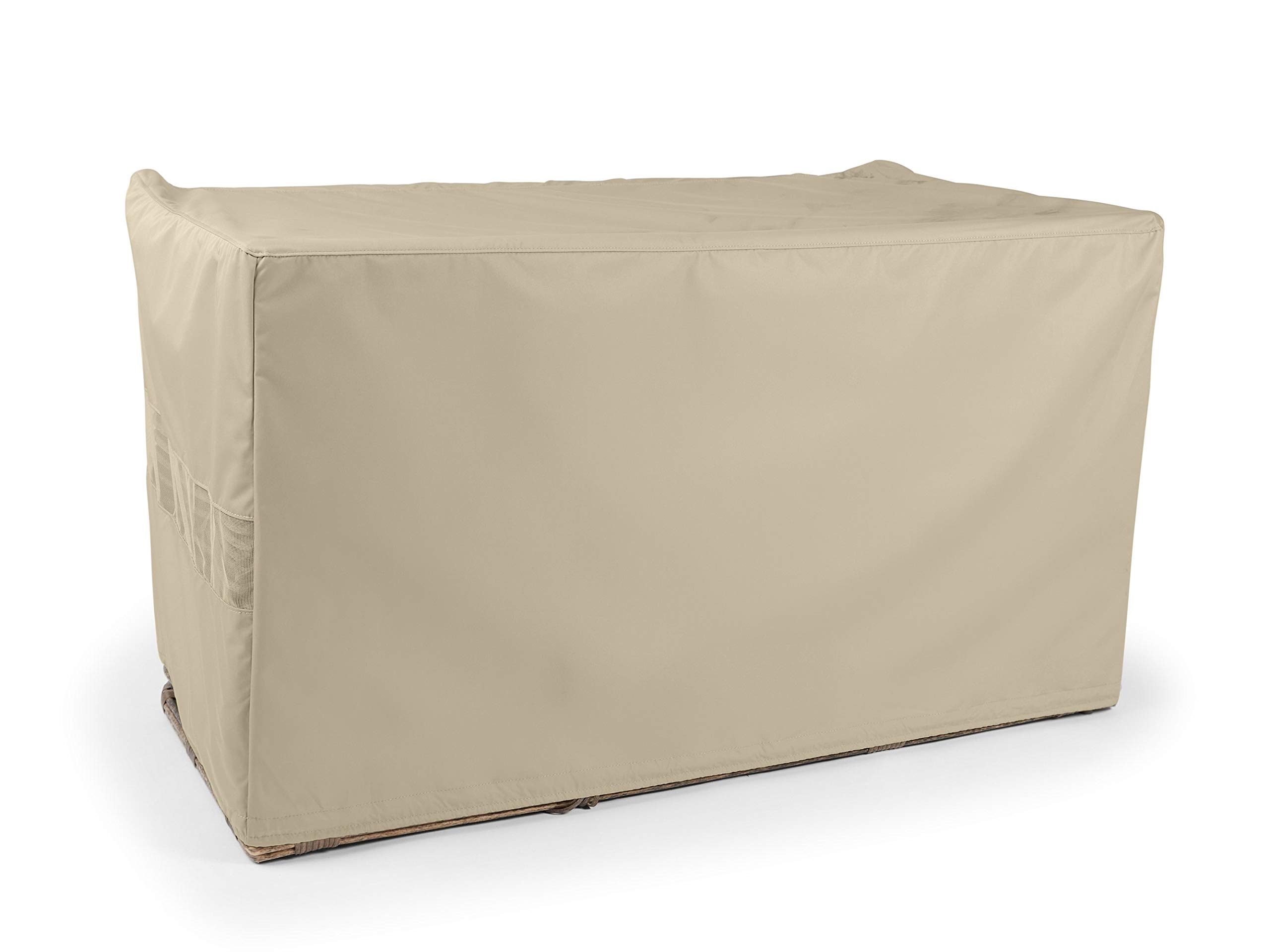 Waterproof Outdoor Modular Sectional Sofa Cover - Durable Polyester Fabric with Drawcord Hem & Mesh Vents - Fits Loveseats and Chairs - Khaki - Perfect for Patio, Deck, and Garden Furniture Protection