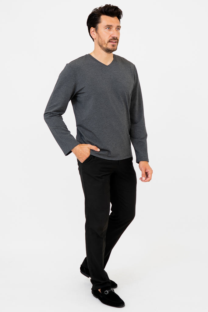 Adam Men's Long Sleeve Shirt - Graphite Color Bamboo Fabric - Perfect for Work, Travel & Outdoor Activities