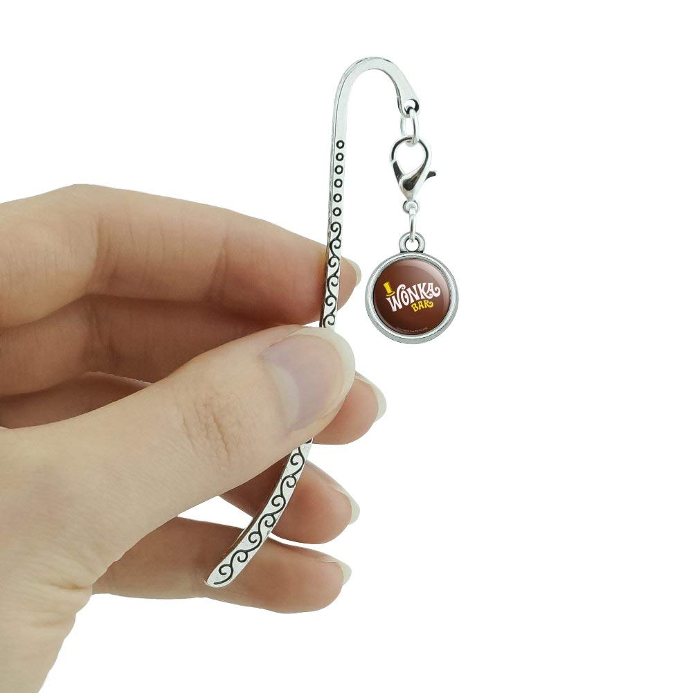 Willy Wonka Chocolate Factory Metal Bookmark - Wonka Bar Logo Book Marker with Charm - Perfect for Gifts, Collectibles & Book Lovers