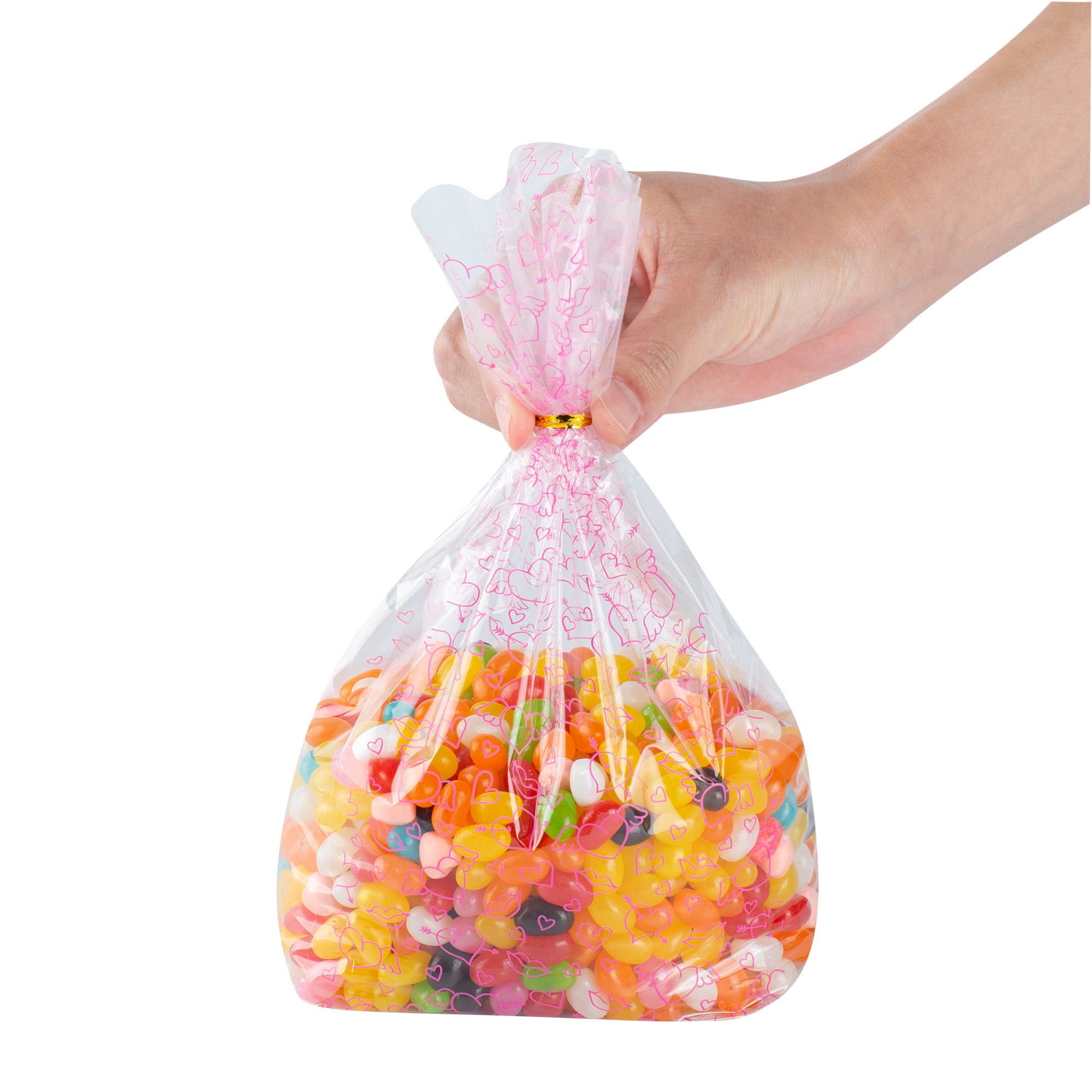 Winged Hearts Plastic Candy Bags - Gusseted 5 x 3 x 11 Inches - Bulk 4000 Count Box for Party Favors, Wedding Treats & Candy Packaging
