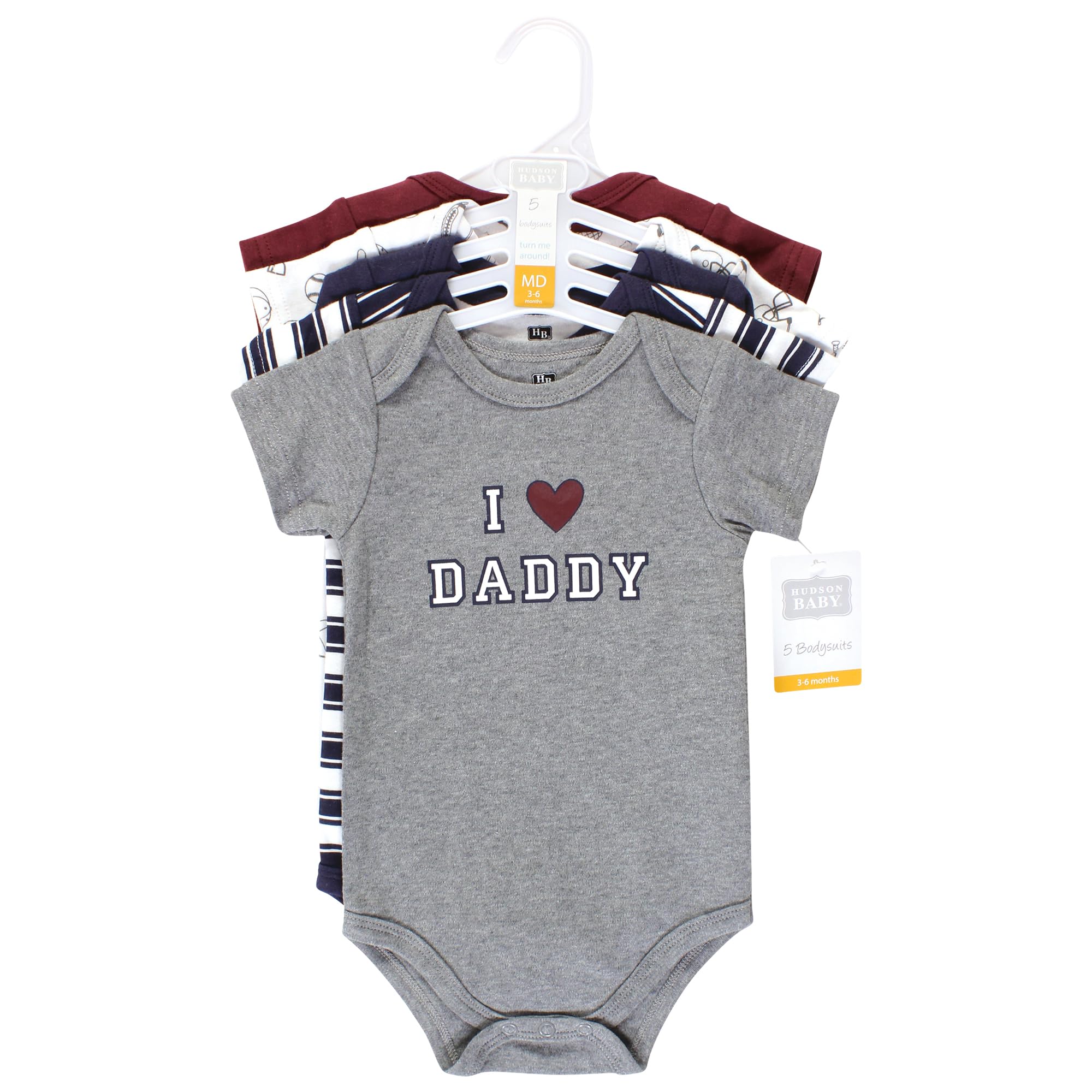 Hudson Baby Unisex Cotton Bodysuits 5-Pack for Boys 3-6 Months - Soft & Comfortable Baby Onesies for Newborns - Perfect for Everyday Wear, Playtime & Family Outfits