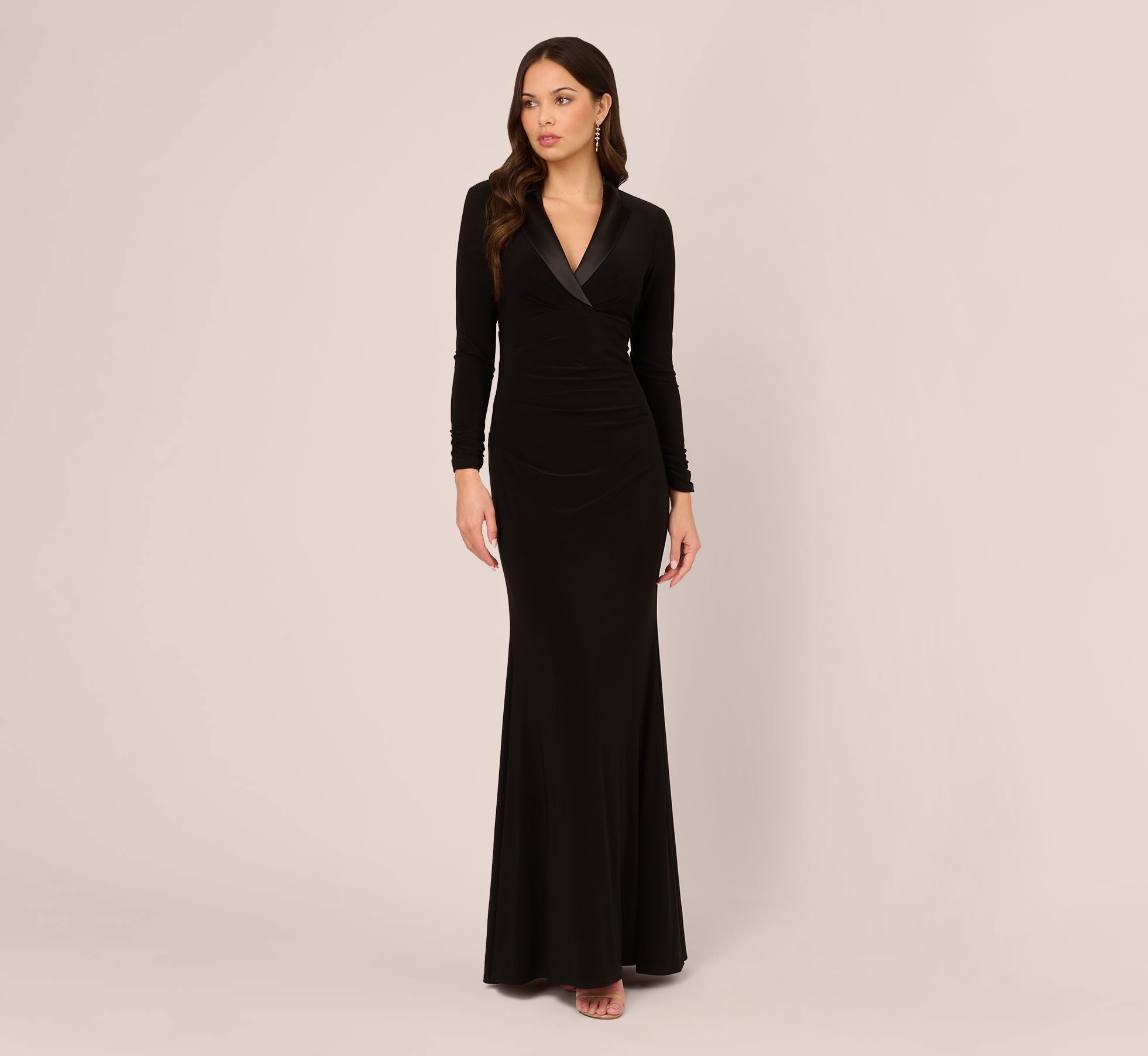 Elegant Black Tuxedo Mermaid Gown with Long Sleeves - Perfect for Prom, Evening Gala & Formal Wedding Events