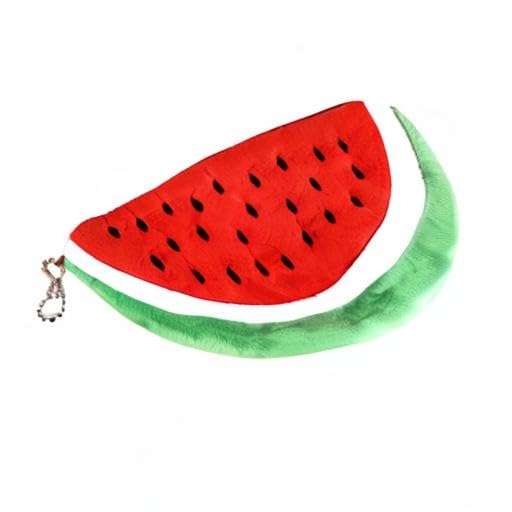 Watermelon Semicircle Plush Pencil Case with Zipper - Red Stationery Organizer for School, Office & Travel Supplies Storage