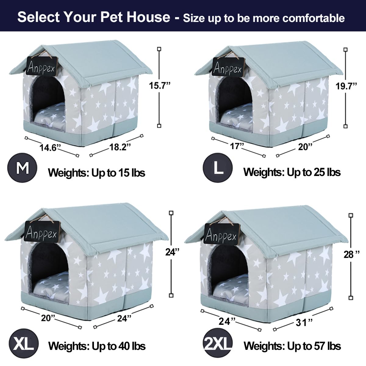 ANPPEX Cozy Indoor Dog House for Small & Medium Dogs - L Size Covered Pet Bed with Cushion, Grey | Perfect for Living Room, Bedroom & Apartment Use