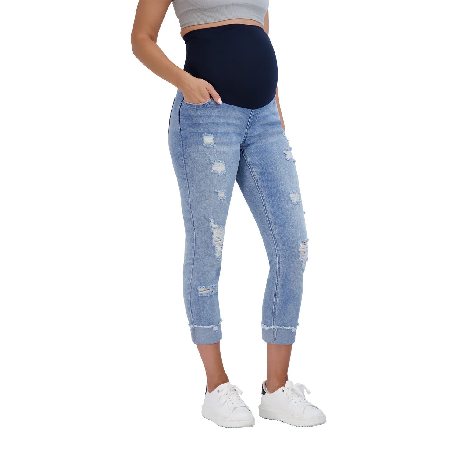 Savi Parker Women's Maternity Jeans Over The Belly - Stretch Comfort Pregnancy Pants for All Seasons, 26.5