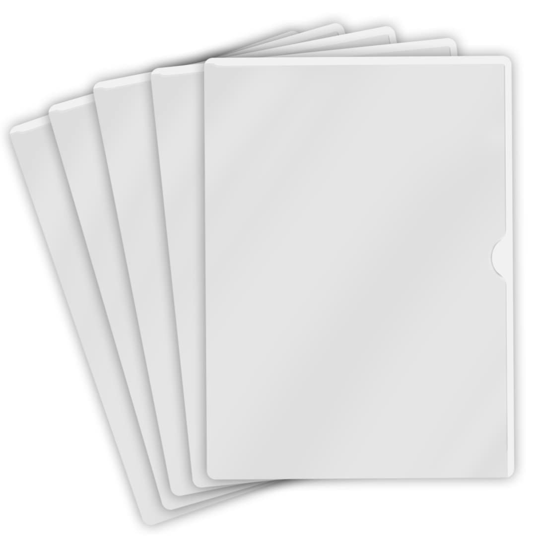 50 Pack L-Type Vinyl Plastic File Folders Letter Size - White Pocket Project Folders with Clear Front for Documents Organization | Perfect for Home, School, Office & Medical Files | Durable File Holders for Paperwork, Records & Important Documents