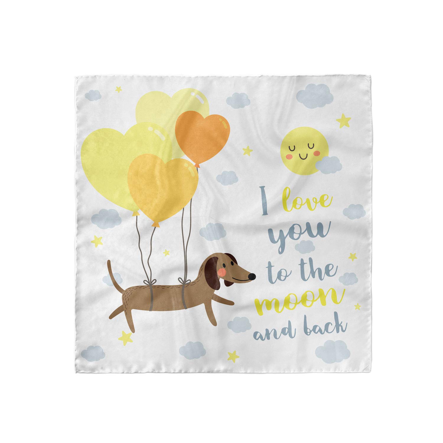 Ambesonne I Love You Headscarf - Cute Dogs & Balloons Print Hijab Scarf for Women - Perfect for Casual Wear, Parties & Special Occasions