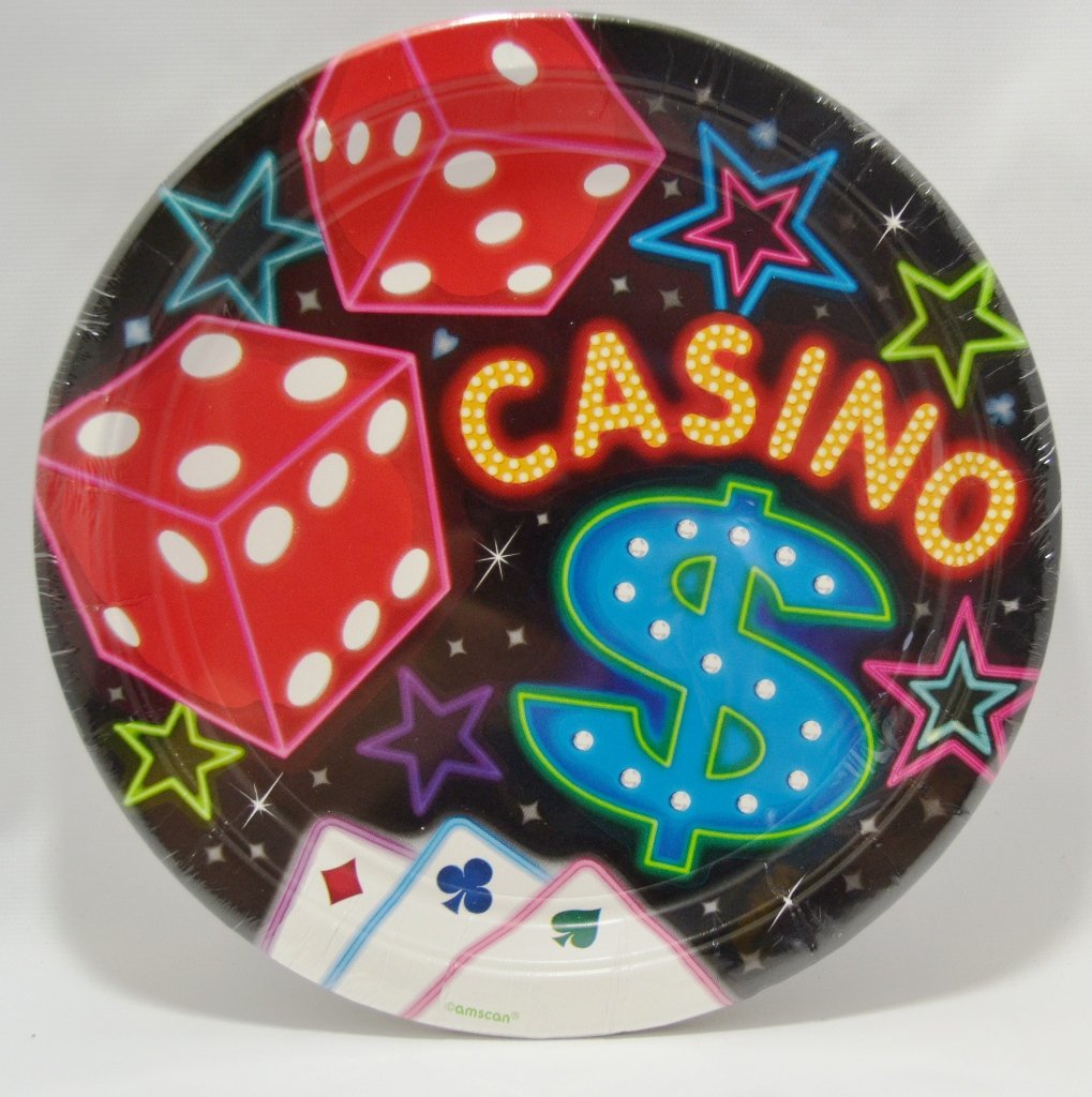 Premium Casino-Themed Dinner Plates Set of 8 - Elegant Gambling Design for Themed Parties, Casino Nights, and Special Events