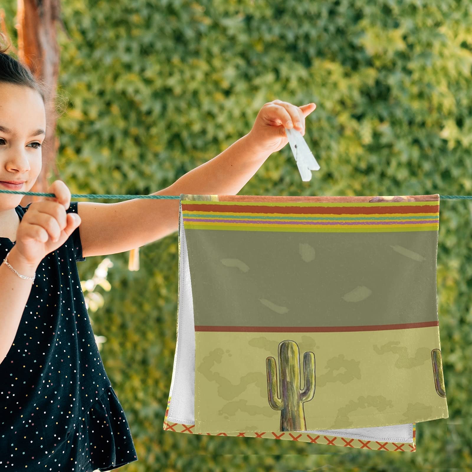 Desert Volcanic Cactus Hand Towels Set of 2 - 16x30 Inch Soft Absorbent Kitchen & Bath Towels for Spa, Home Decor | Fall Autumn Welcome Towels for Bathroom, Kitchen & Multipurpose Use