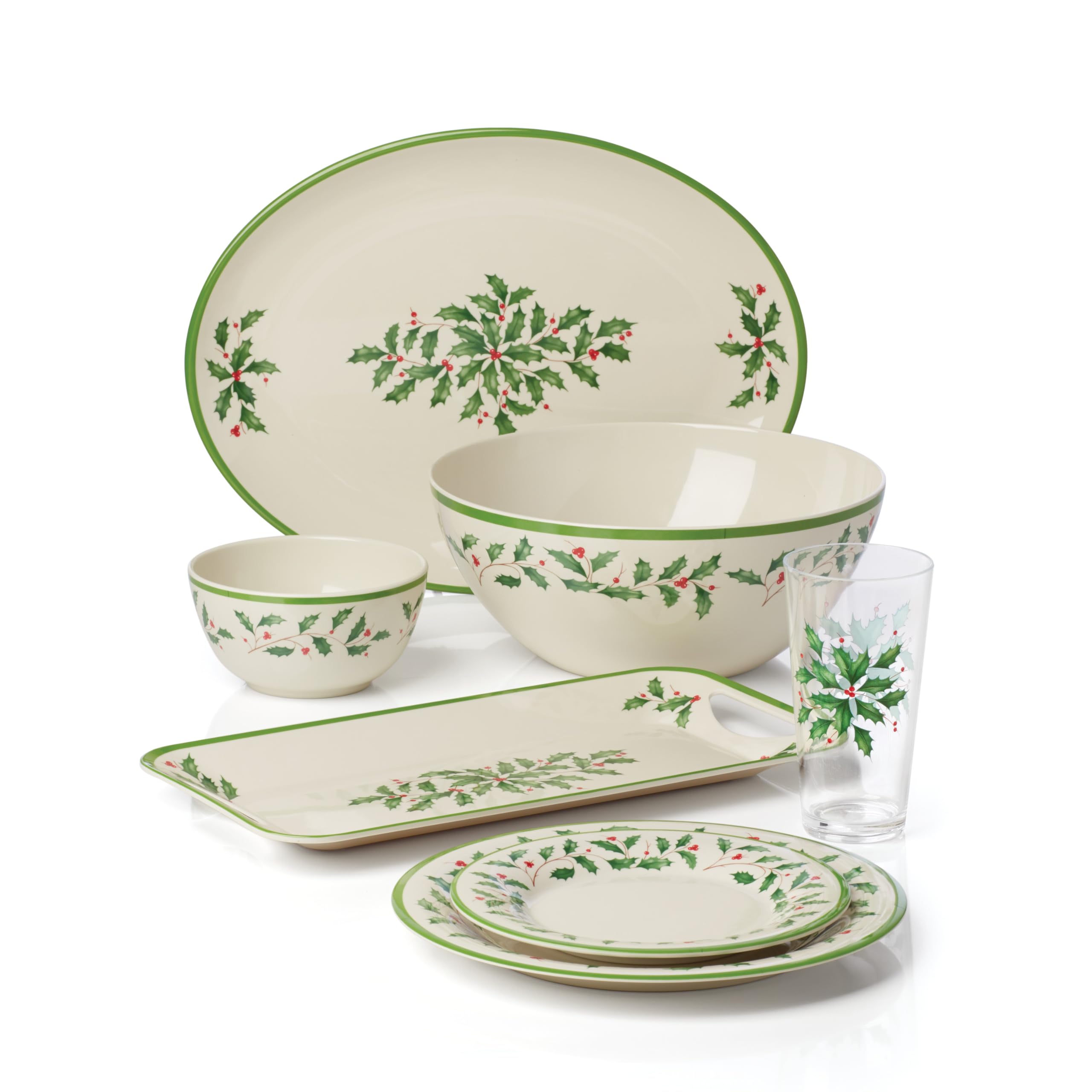 Lenox 863669 Holiday 4-Piece Melamine Dinner Plate Set - Christmas Dinnerware for Festive Gatherings & Hosting - Perfect for Holiday Parties, Family Dinners & Special Occasions