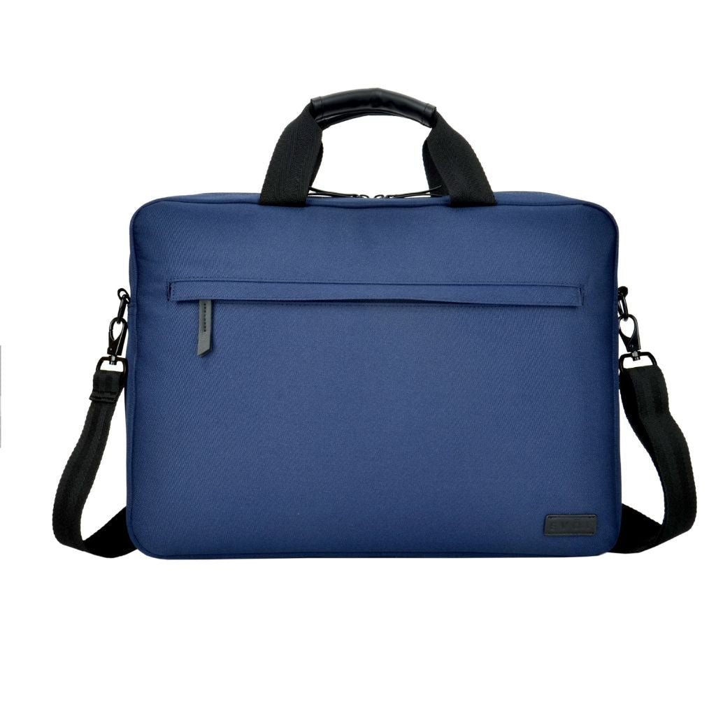 Evol 15.6 Inch Laptop Briefcase Shoulder Bag - Eco-Friendly Recycled Material Navy Blue - Perfect for Business Travel & Office Commute