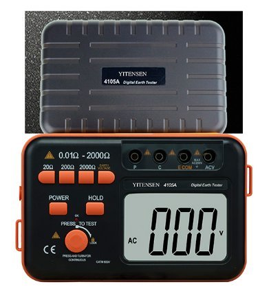 Victor 4105A Digital Ground Resistance Tester - High Accuracy LCD Display, 200V Current, 20Ω-2000Ω Range, Earth Resistivity Meter for Electrical Safety Testing - Perfect for Electricians, Engineers & DIY Home Electrical Projects