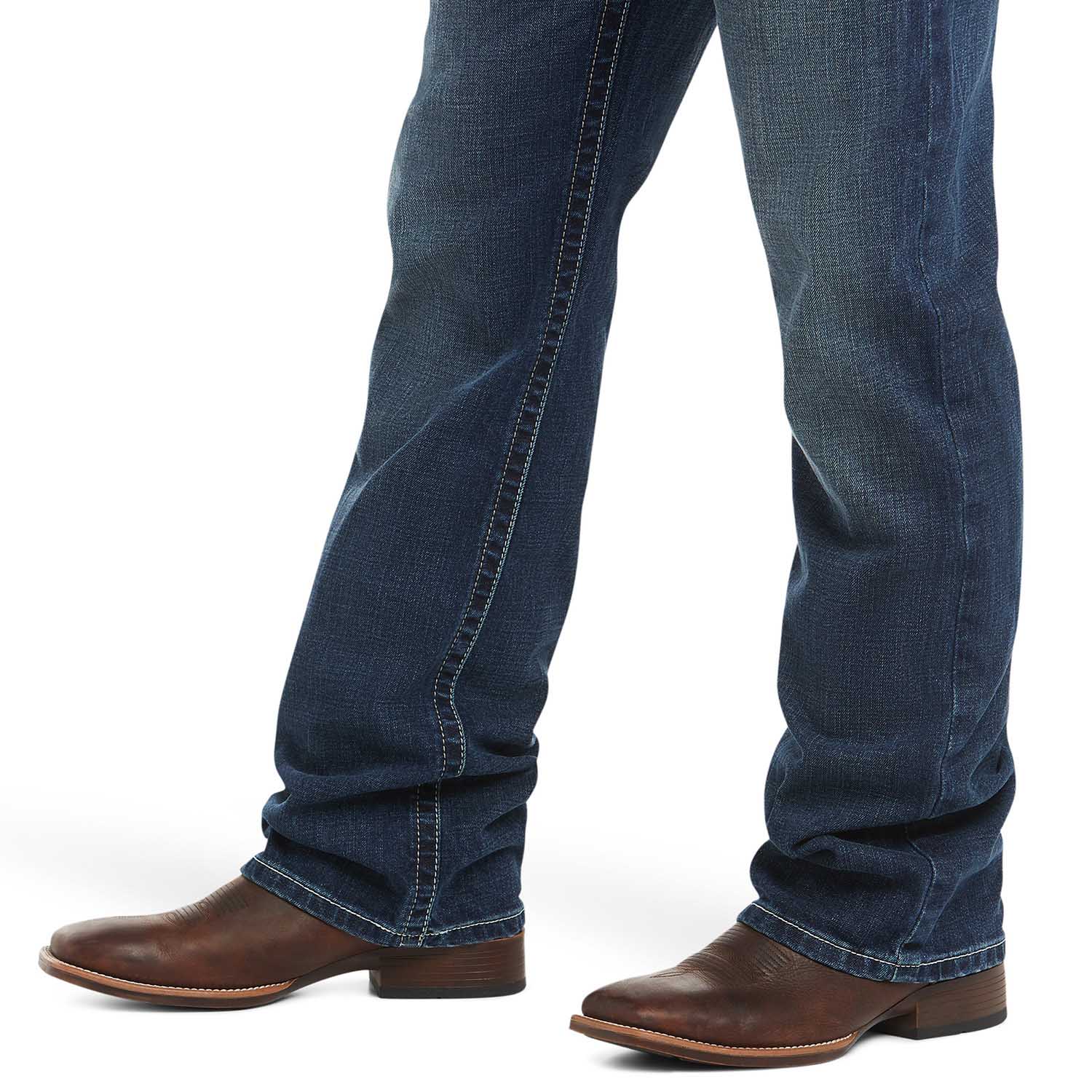 Ariat Men's M4 Low Rise Stretch Adkins Boot Cut Jeans - Comfortable Western Denim Pants for Cowboy, Riding & Casual Wear