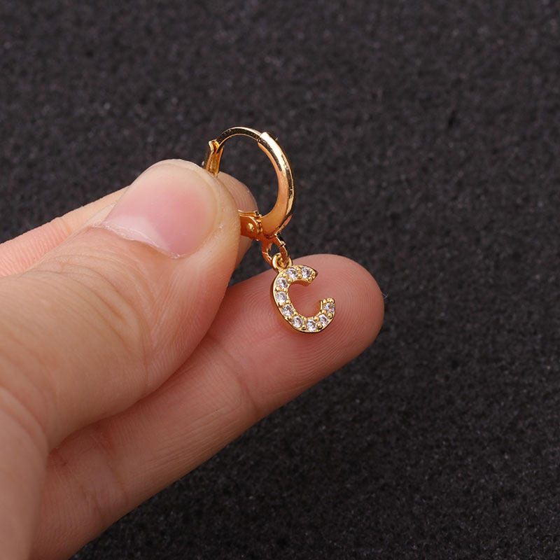 18K Gold Alphabet Initial Dangle Earrings - Small Hoop Letter Earrings for Women | Personalized Name Jewelry Gift | Perfect for Everyday Wear, Date Nights & Special Occasions