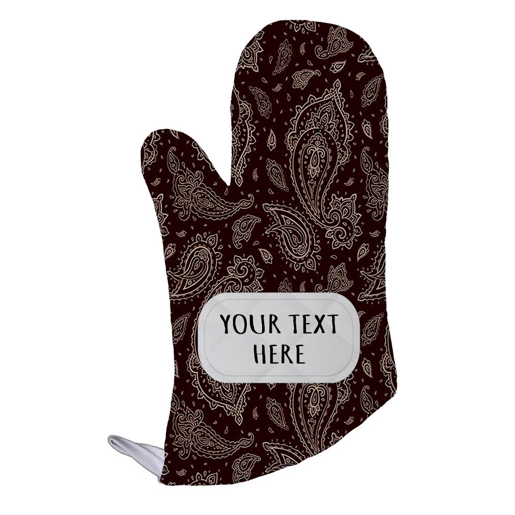 Custom Brown Floral Seamless Polyester Oven Mitts - Heat Resistant Kitchen Gloves for Baking, Cooking & Grilling - Perfect for Adults & Home Chefs