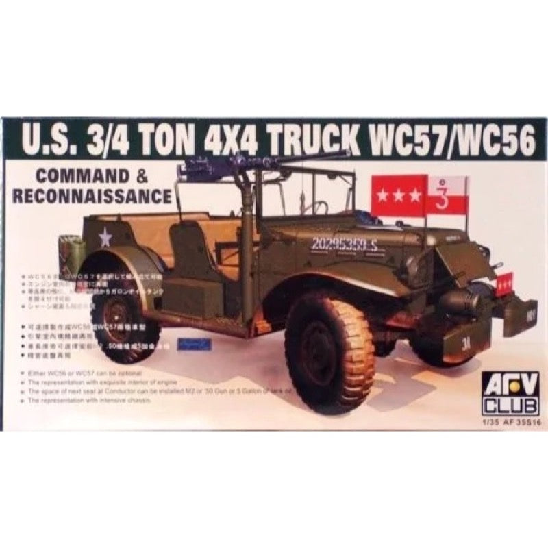 AFV 35S16 1/35 Scale WC57 3/4 Ton Weapons Command Car Military Vehicle Model Kit - Perfect for WWII Collectors & Historical Diorama Scenes