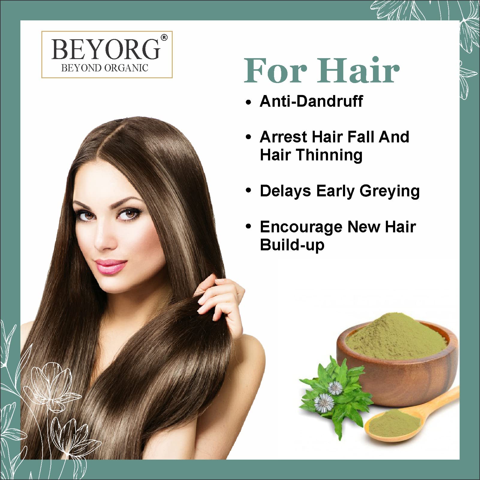 Bhringraj Powder (Eclipta Alba) - 100% Pure Ayurvedic Hair Growth Treatment for Men & Women | Natural Hair Care Solution for Thicker, Stronger Hair | Perfect for Daily Scalp Massage & Deep Conditioning Treatments