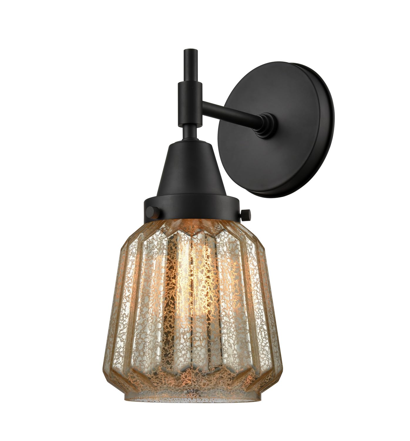 Innovations 447-1W-BK-G146-LED Black Transitional LED Wall Sconce Light Fixture - Modern Indoor Lighting for Bedroom, Hallway, Living Room & Entryway