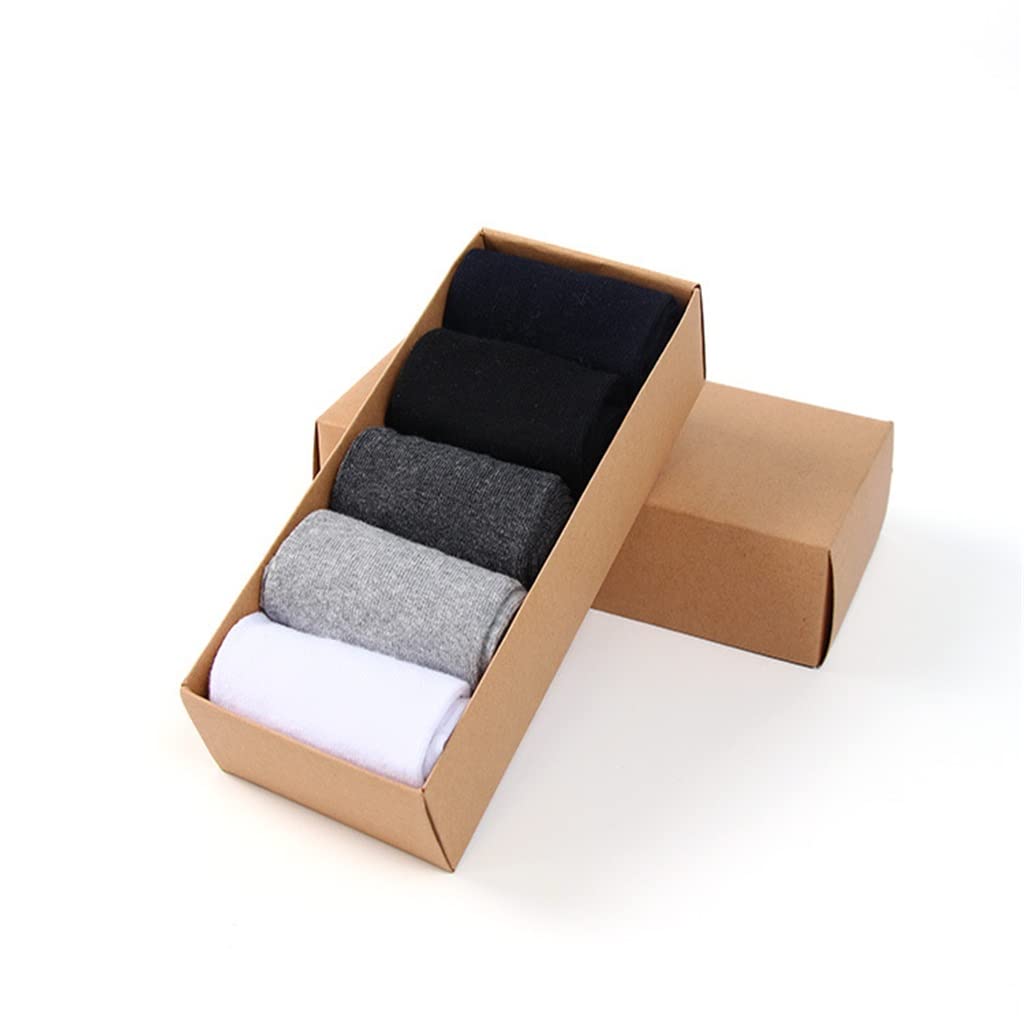 5 Pairs Men's Cotton Breathable Socks for Spring & Fall - Business & Casual Crew Socks (One Size) - Perfect for Office, Travel & Everyday Wear
