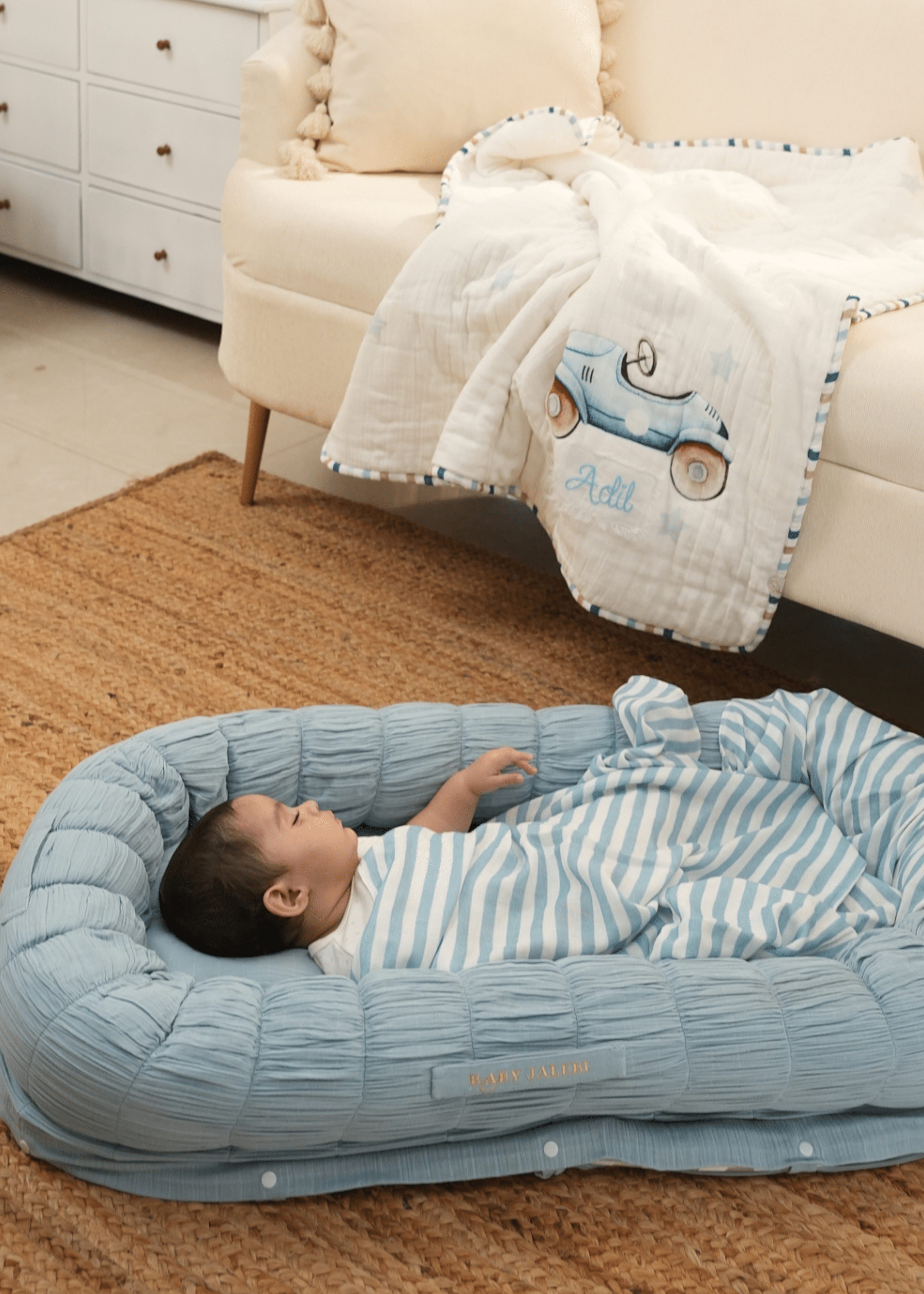 Sleep Cloud Blue Baby Blanket - Ultra Soft Roadster Blanket for Newborns & Toddlers - Perfect for Nursery, Stroller, and Bedtime Comfort
