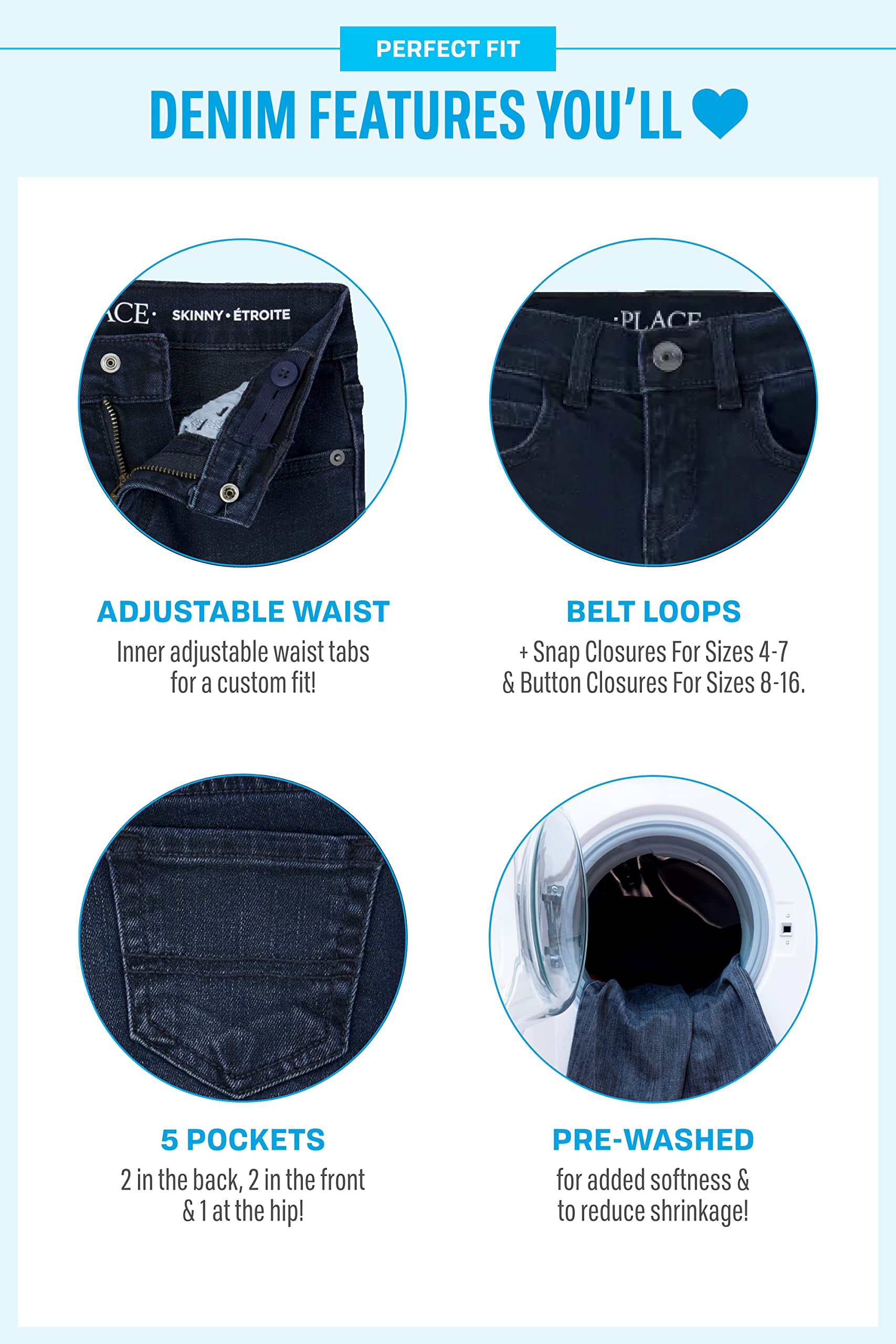 Girls Stretch Denim Jeggings - Playtime Comfort