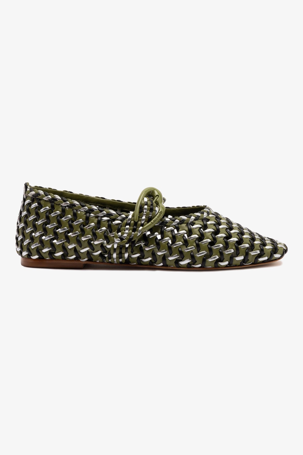 Verona Macrame Ballet Flat Shoes for Women - Comfortable & Stylish in Seaweed, Black & Silver Metallic Leather | Perfect for Casual Wear, Office & Date Night