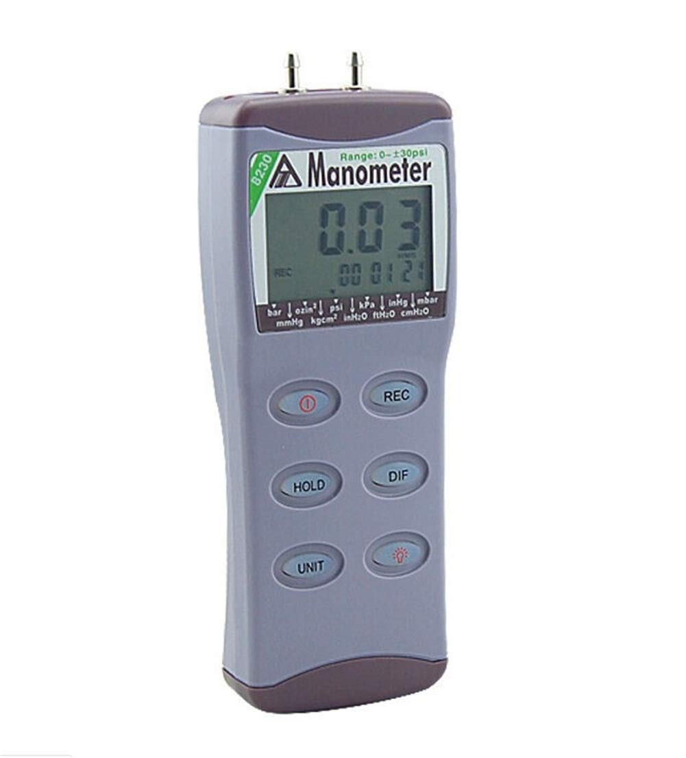 Digital Manometer -30.00PSI to +30.00PSI Range, 11 Switchable Units, High Accuracy Portable Gas Pressure Gauge with Large LCD Display | HVAC, Automotive, Industrial Air Pressure Testing Tool