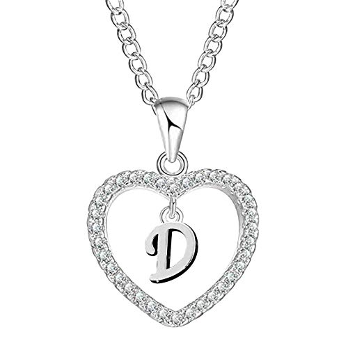 Heart Initial Necklace for Women - Sterling Silver Dainty Pendant with CZ Stones, Personalized Alphabet Monogram Jewelry | Gift for Teen Girls, Valentine's Day, Anniversary & Everyday Wear