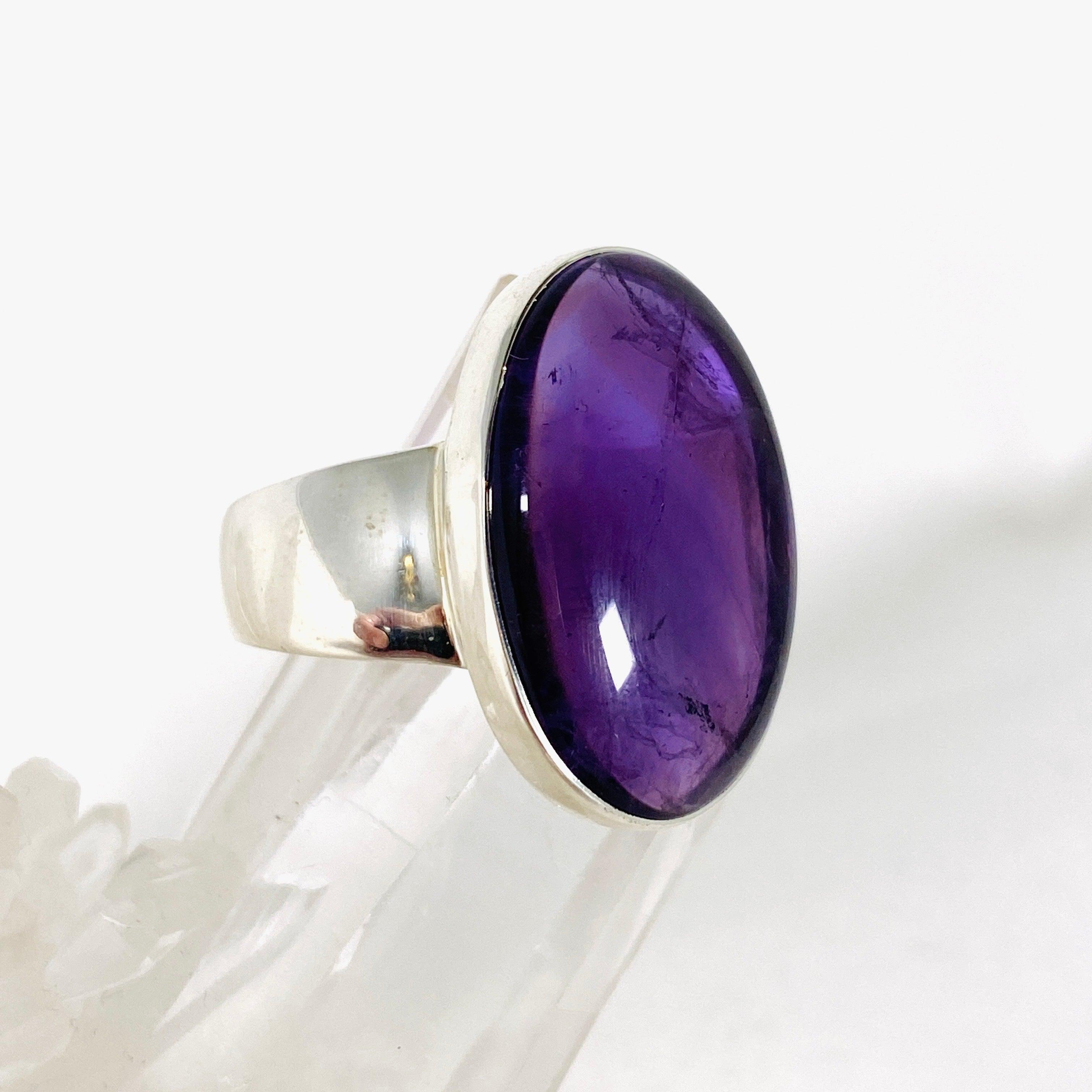 Amethyst Oval Ring for Women - Size 11 - KRGJ2968 - Elegant Purple Gemstone Jewelry for Everyday Wear & Special Occasions