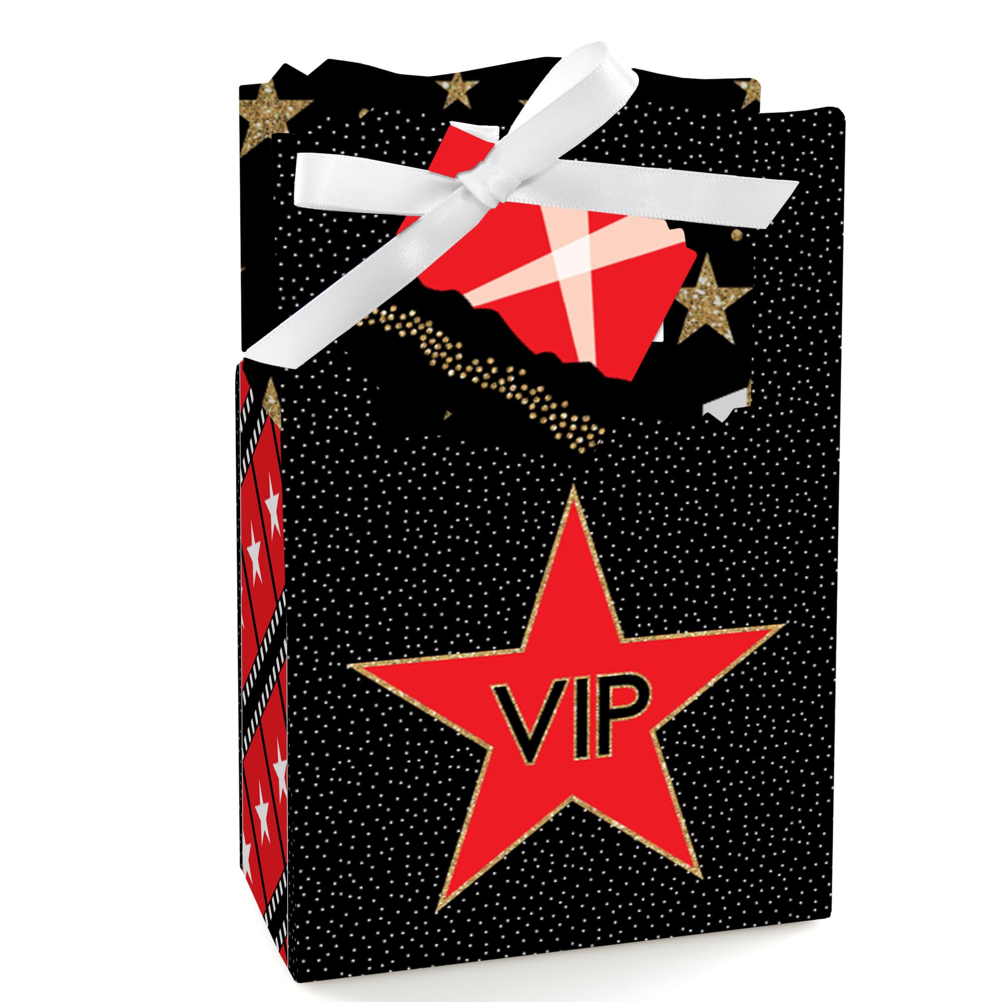 Big Dot of Happiness Red Carpet Hollywood Movie Night Party Favor Boxes - Set of 12 for Hollywood Themed Birthday, Awards Night & Movie Premiere Parties