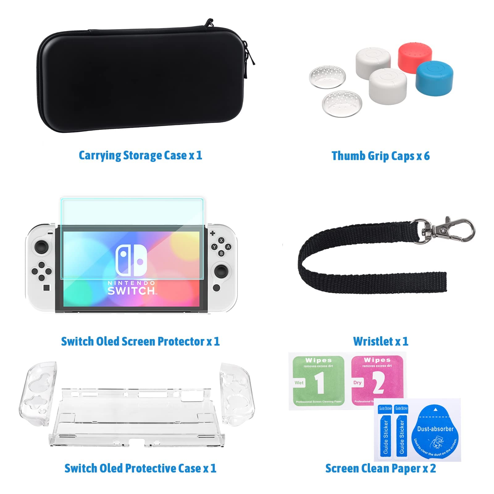 Teyomi Protective Case for Nintendo Switch OLED Model 2021 - Clear Hard Shell Cover with Joy-Con Storage | Travel-Friendly Switch Accessories Bundle | Perfect for Gaming On-The-Go & Console Protection