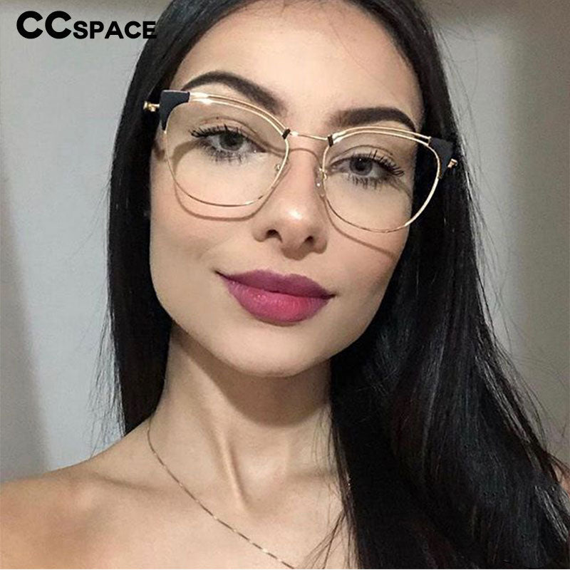 CCspace Women's Full Rim Cat Eye Alloy Frame Eyeglasses 45892 - Stylish Retro Glasses for Women, Lightweight Metal Frames for Reading, Work & Fashion Accessories