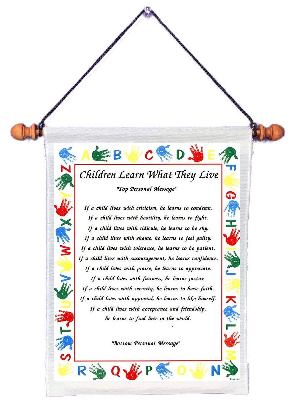 Children Learn What They Live - Personalized Nursery Wall Art Decor for Baby Room, Kids Bedroom & Playroom - Inspirational Parenting Quote Wall Hanging