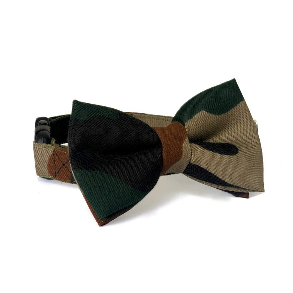 Stylish Tuxedo Camouflage Dog Bow Tie with Adjustable Collar - Green XL for Formal Events & Pet Parties