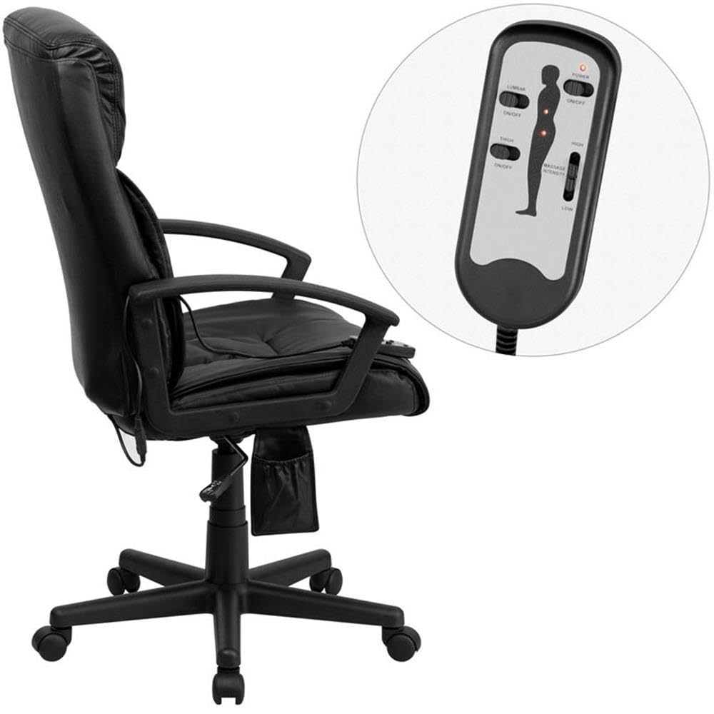 UrbanPro High Back Massaging Leather Office Chair - Ergonomic Executive Desk Chair with Lumbar Support - Perfect for Home Office, Gaming & Workspace Comfort (Black)