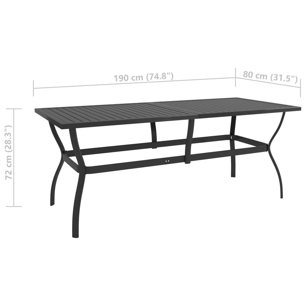 vidaXL Anthracite Rectangular Outdoor Dining Table - Powder-Coated Steel Patio Table with Slatted Design - Industrial Style for Backyard, Garden & Poolside - Easy Assembly - 74.8