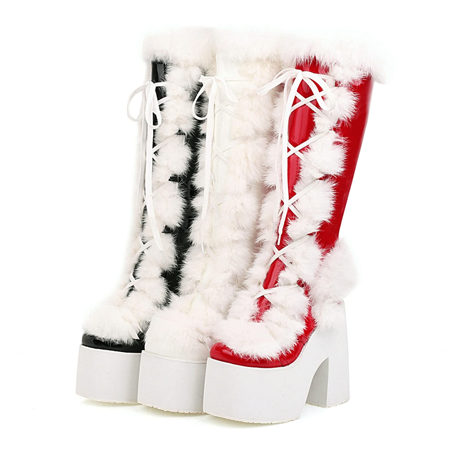 Women's Fashion Winter Knee High Platform Boots with Zipper - Block Heel Snow Boots for Cold Weather, Outdoor Walking & Street Style