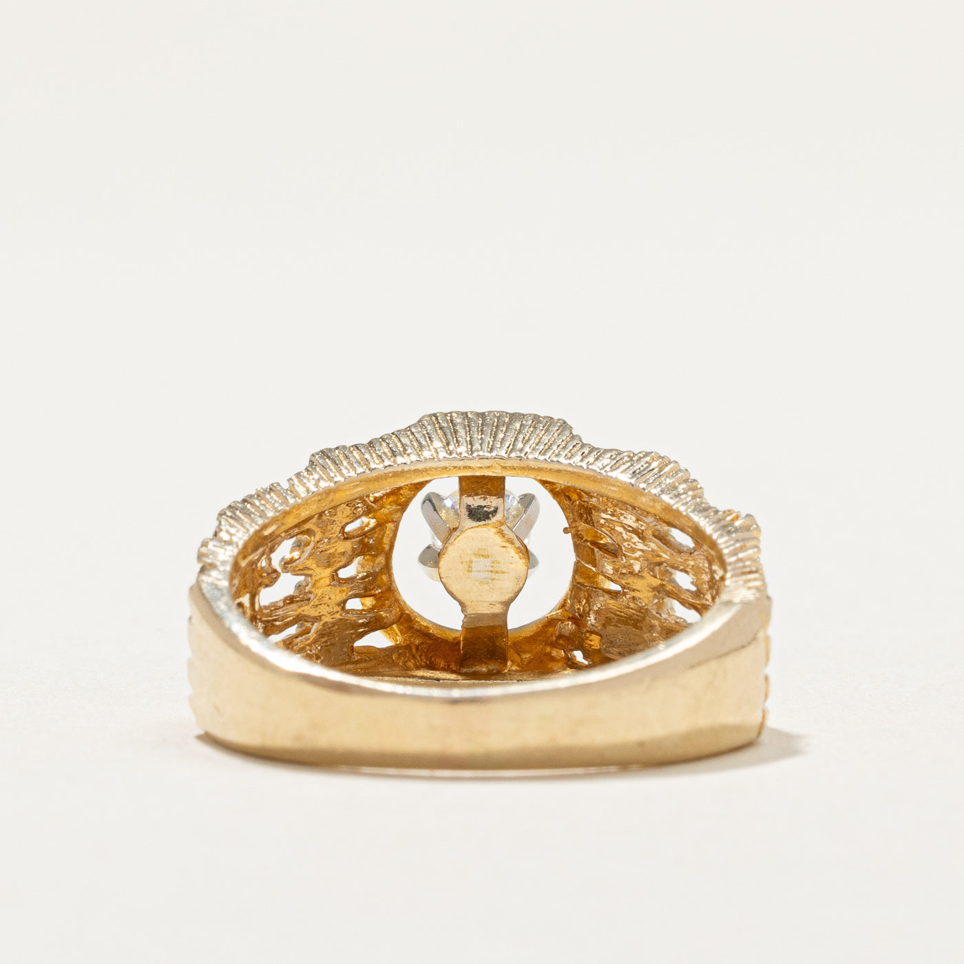 0.20ct Single Diamond Textured Abstract Ring - Size 7 | Elegant Minimalist Jewelry for Women | Perfect for Weddings, Anniversaries & Everyday Wear